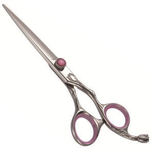 Barber Hair Cutting Scissors With  Pink Stone and Stylish Handle 