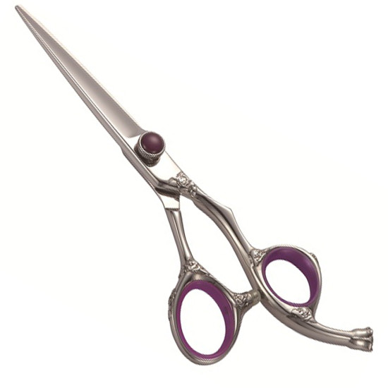 Barber Hair Cutting Scissors With Purple Stone and stylish handle 